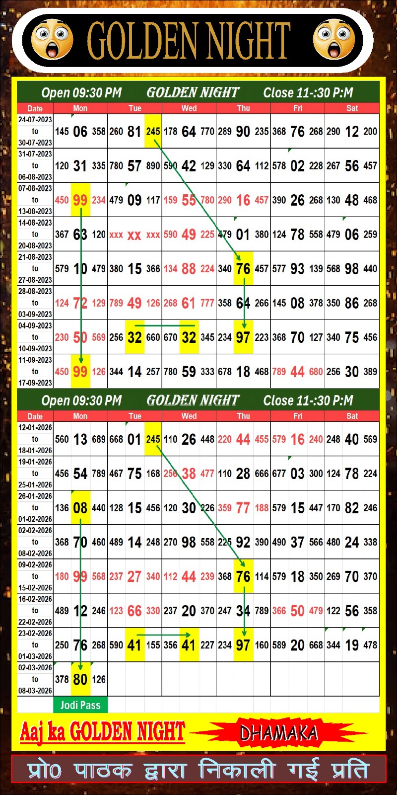 GOLDEN NIGHT scheme dated 03/03/2026, image 1