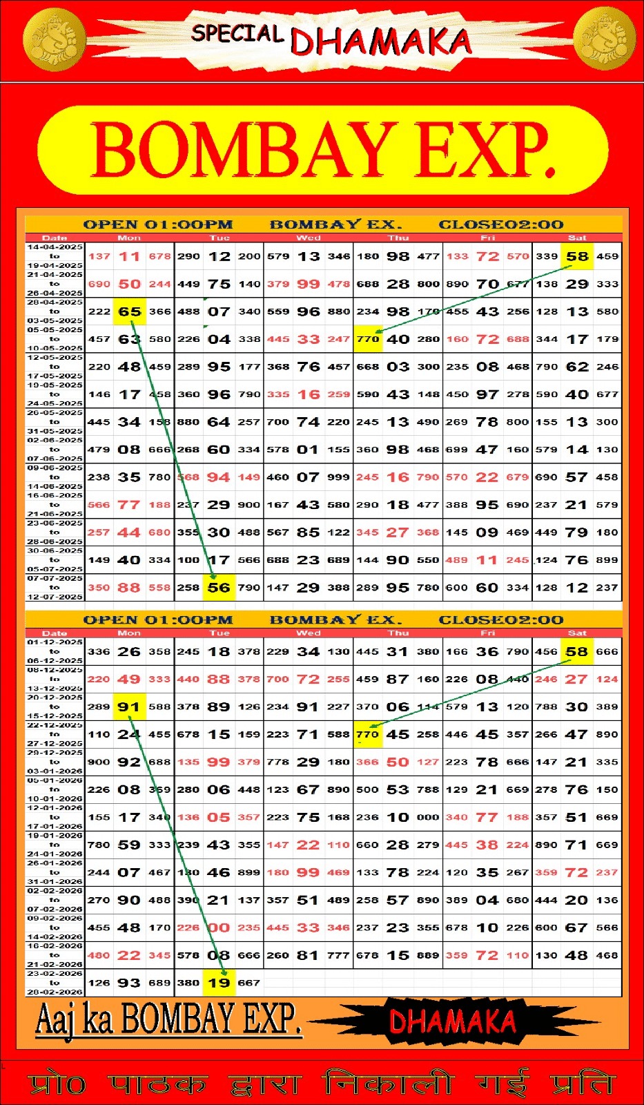 BOMBAY EXP. scheme dated 25/02/2026, image 1